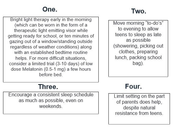 ways to help teens get more sleep, table