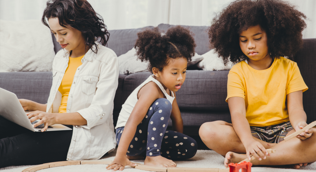 three children playing