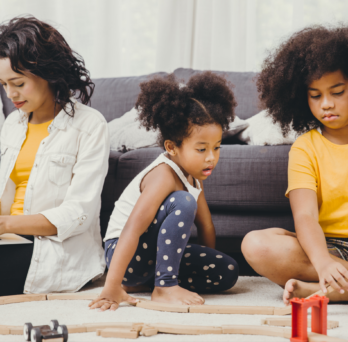 three children playing
                  