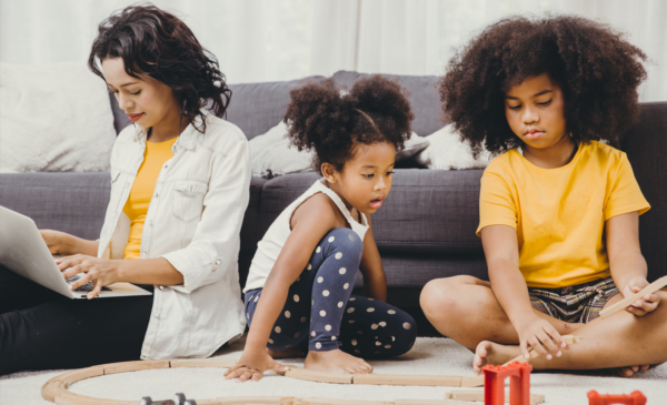 three children playing